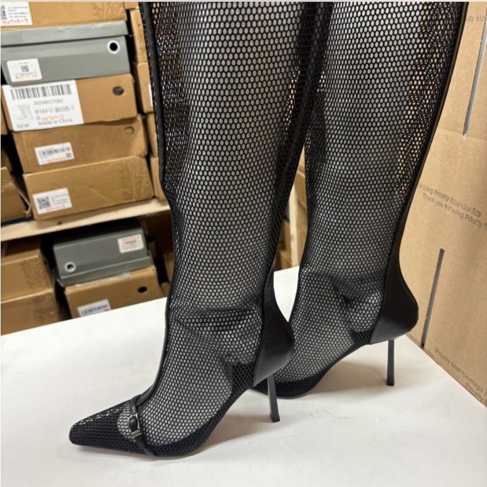 SAINT LAURENT

Mesh Oxails Knee High Boots 40 Black